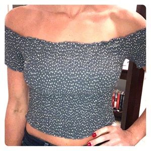 Abercrombie Scrunch Crop Off The Shoulder Top